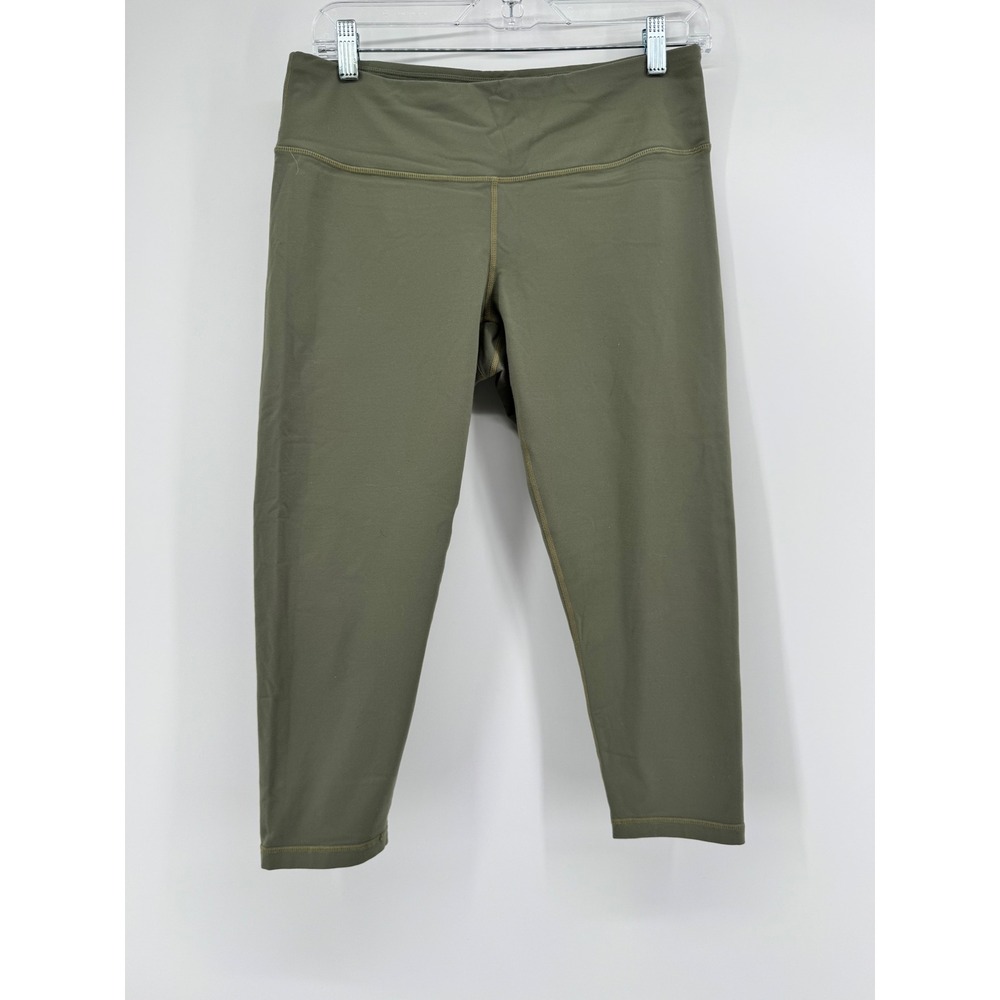 Prana Women Olive Green Cropped Yoga‎ Leggings High Rise Size Large
